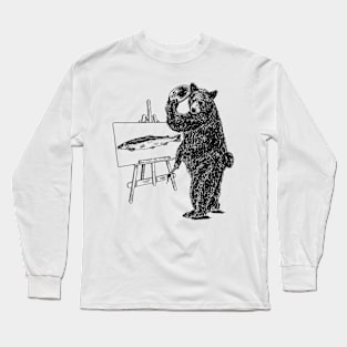 Bear Painting Fish Drawing Long Sleeve T-Shirt